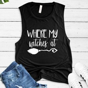 WHERE MY WITCHES AT HALLOWEEN FALL COSTUME MUSCLE